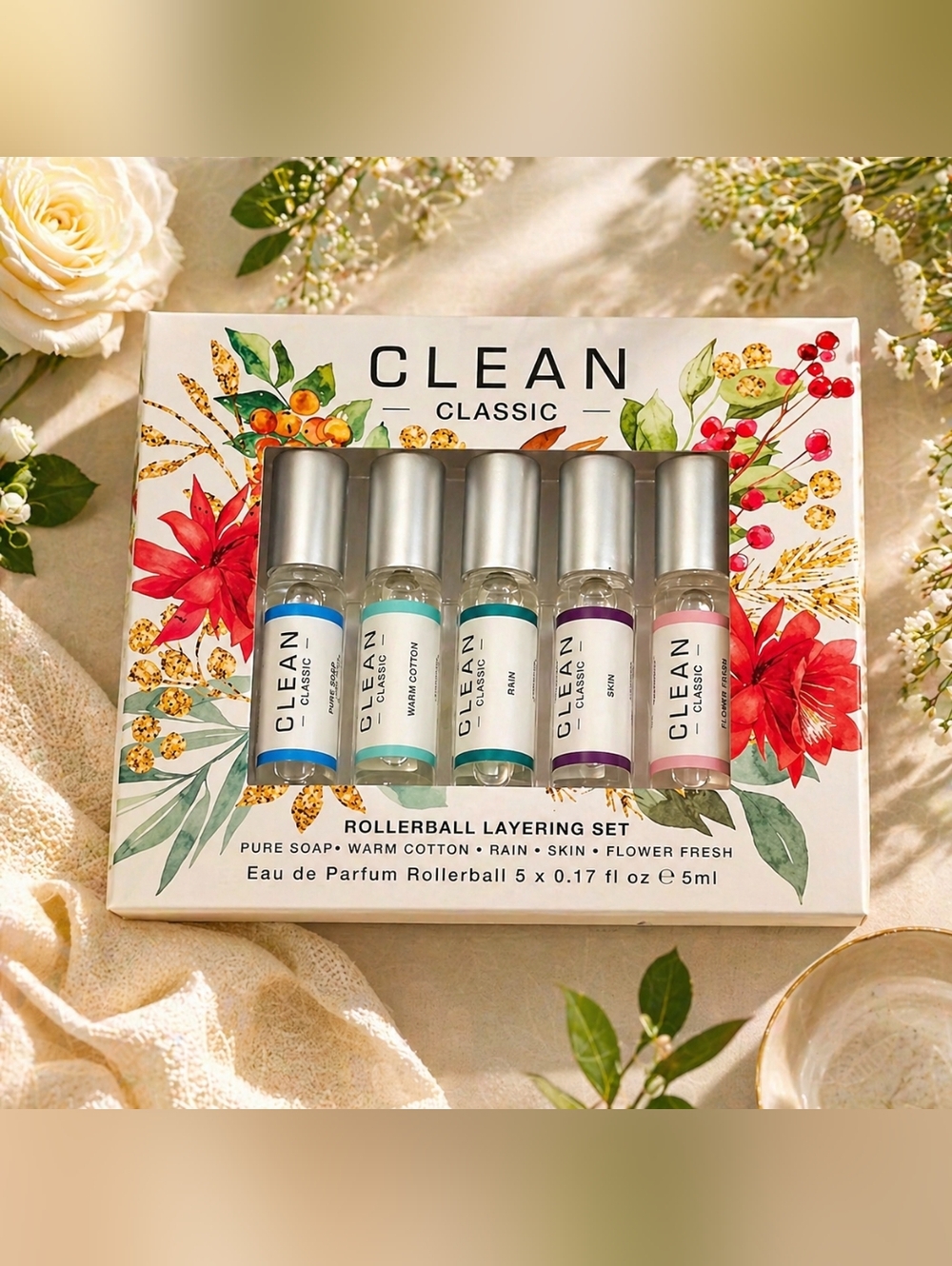 Clean Classic Rollerball Layering Set - NIB - 5 Scents